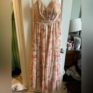 Lulu's Blush Floral Maxi Dress